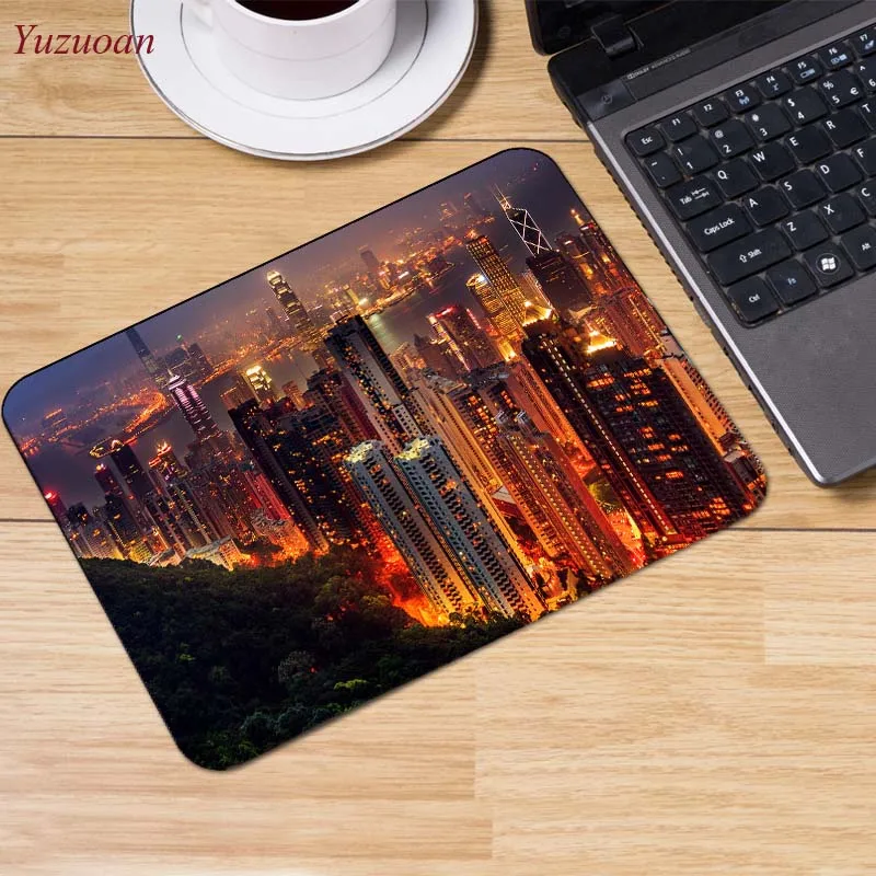 22x18cm Yuzuoan большая рекламная акция Россия Гонконг Ночной пейзаж дизайн игровой скорость коврик для мыши геймер игровые коврики маленький размер для 180*220*2 мм - Цвет: 22x18cm