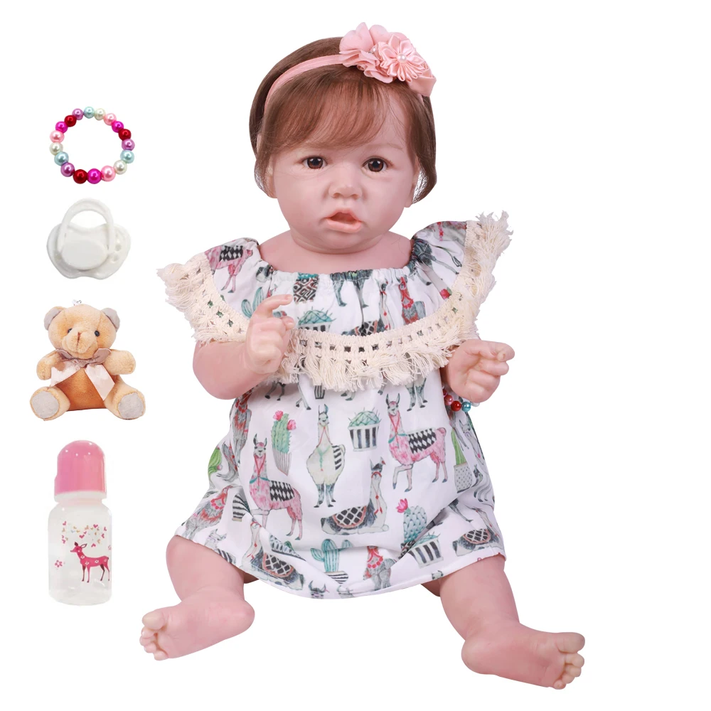 

23'' 58CM Lovely Bebe Reborn Baby Dolls Full Vinyl Body So Truly Like Alive Doll In Brazil Toddler bebe Toy Birthday Gifts