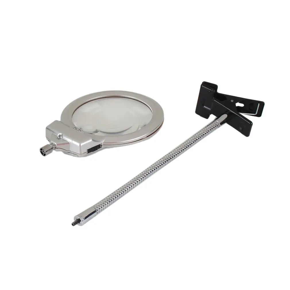 Clip On Desktop Illuminated Magnifier Magnifying Glass Reading Loupe Metal Hose LED Lighted Lamp Top Desk With Clamp | Инструменты