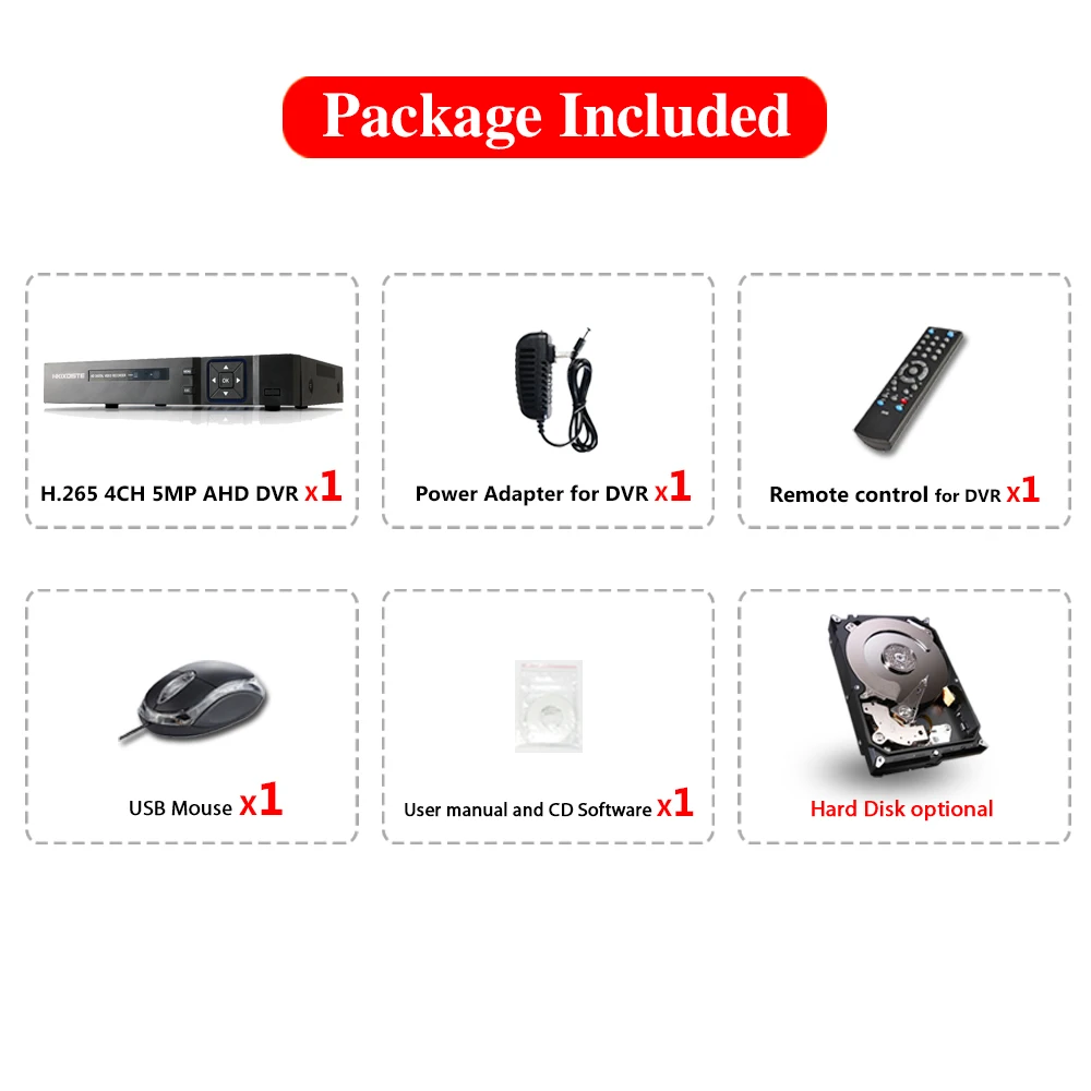 Видеорегистратор H265 + HKIXDISTE 5 Мп 4 МП канала в 1 XMEYE ONVIF Гибридный Wi Fi TVi CVI NVR AHD IP CCTV