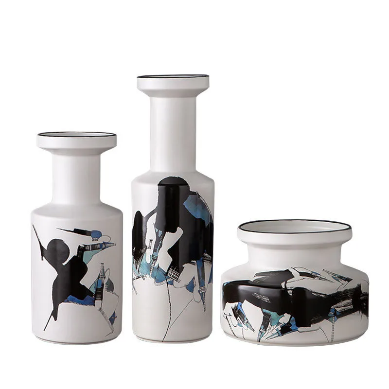 

Abstract Painted Ceramic Vases Simple White Porcelain Vase Desktop Decor Floral Arrangement Home Decoration Accessories Modern