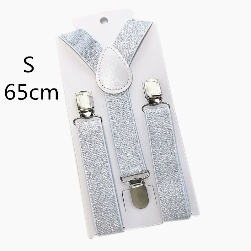 silver-65cm 2,5 см ширина Золотой Серебряный Эластичный ремень унисекс подтяжки регулируемые Y назад взрослые дети мужчины женщины Мальчики Подтяжки для девочки Вечерние - Цвет: silver-65cm