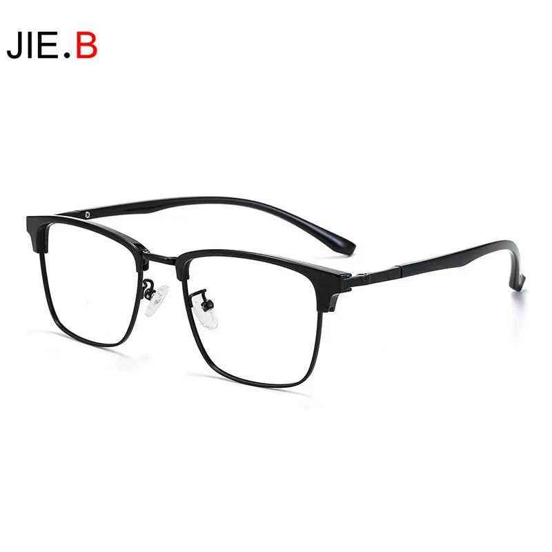 

JIE.B High Quality Fashion Square Men's Glasses Business Retro TR Optical Mirror Large Frame Mirror Support Prescription Mirror