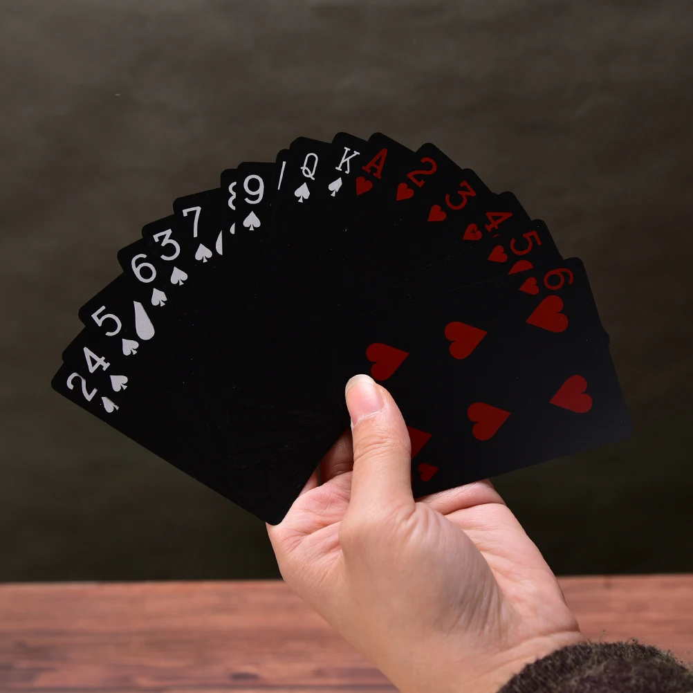 

Waterproof Playing Cards Plastic Cards Collection Black Poker Cards Creative Gift Standard Playing Cards Poker 1 SET