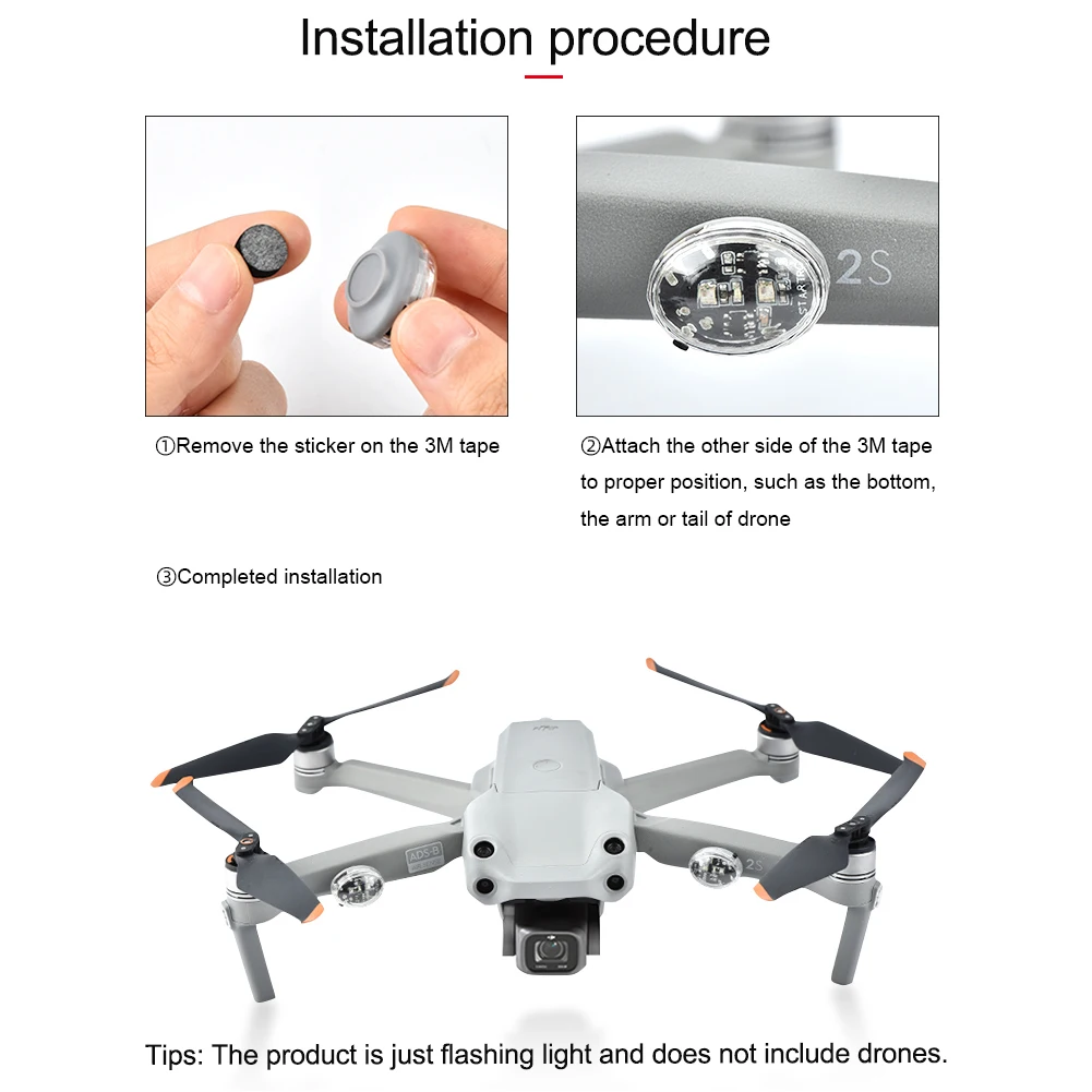 

2pcs/set Drone Flashing Night Lights Kit Navigation Drone Accessories Small Night Flight Light For DJI Mavic Air 2S