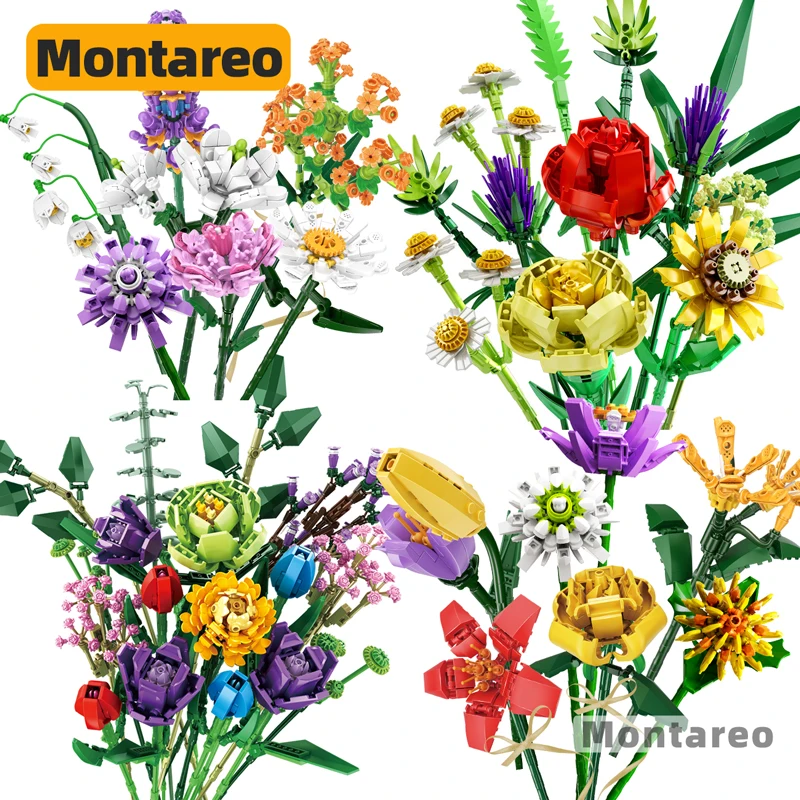 

MOC City Creative Ideas Potted Birds Of Paradise Flowers Bouquet Bunch Model Building Blocks Bricks Toys Boys Girls Friend Gift