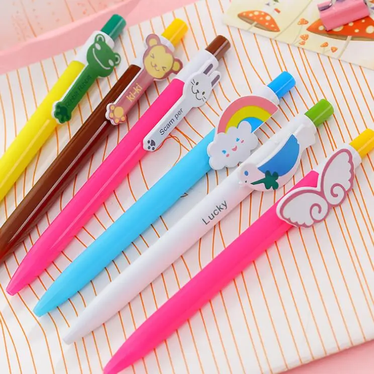 

6 шт./лот Kawaii Rainbow Animal Series 6 дизайнерская Шариковая ручка Забавный подарок для студентов офисные и школьные принадлежности