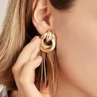 Модные геометрические серьги в стиле ретро для женщин, металлические темпераментные жемчужные абстрактные золотые подвески для ушей, ювелирные изделия вечерние Ринок