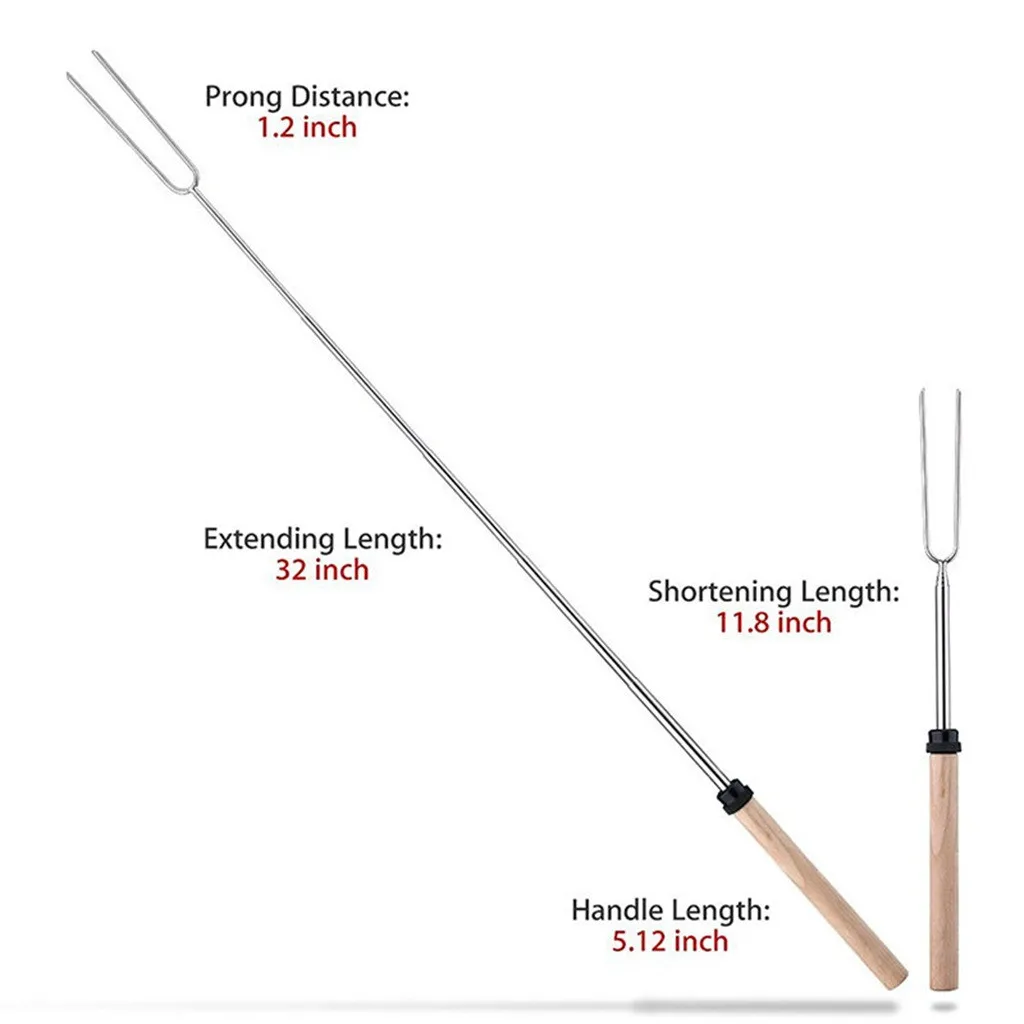 

8PCS /Set Telescoping Roasting Sticks Heat Resistance BBQ Marshmallow Skewer Hot Dog Fork for Barbecue Camping Picnic Tool