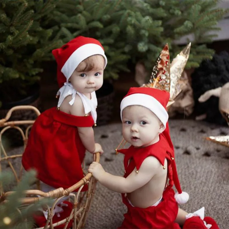 Baby Photography Clothing Christmas Hat+Collar+Overalls 3Pcs/set Studio Baby Boy Girl Photo Prop Accessories Santa Claus Costume