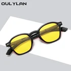 Солнцезащитные очки Oulylan мужские круглые, Классические роскошные брендовые винтажные солнечные очки желтого и черного цвета, в стиле ретро, для вождения, с защитой UV400