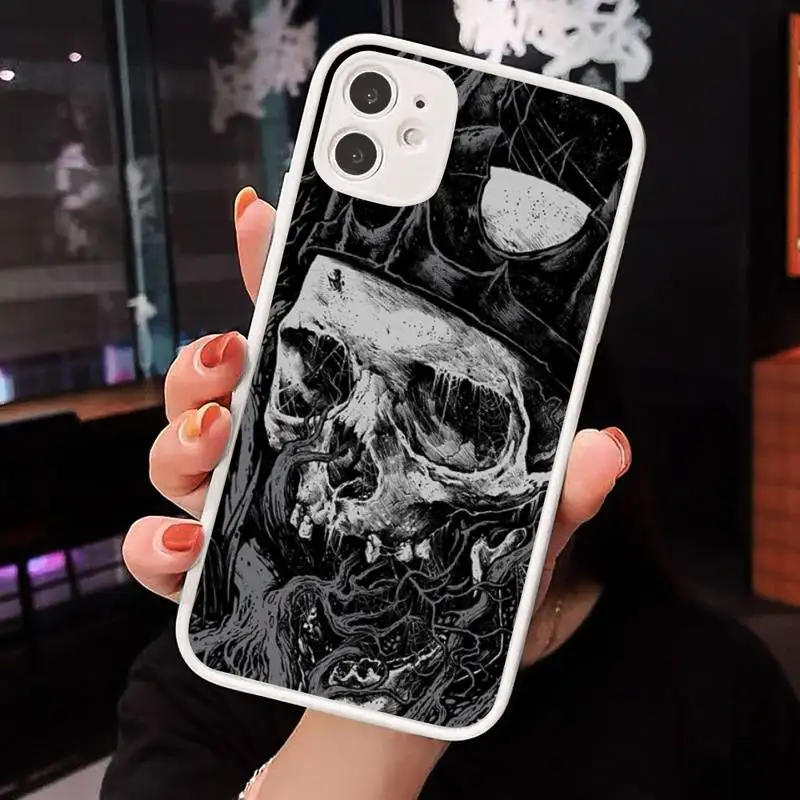 

Skeleton Horror pattern art Phone Case Matte transparent For White iPhone 12 Mini 11 Pro XR XS Max 7 8 Plus X Back Cover