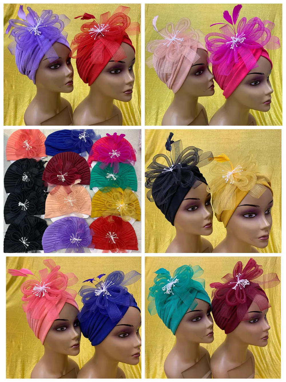 Flower Folds Muslim Turban Hat Scarf Women Islamic Inner Hijab Caps Arab Wrap Head Femme Musulman Turbante Latest 12pcs/pack