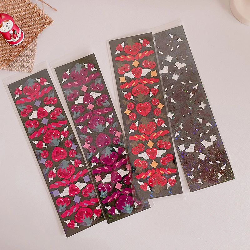 

Cute Love Cherry Laser Stickers Decoration Journal Hand Account Planner Scrapbooking Album Diary DIY Collage Stationery Sticker