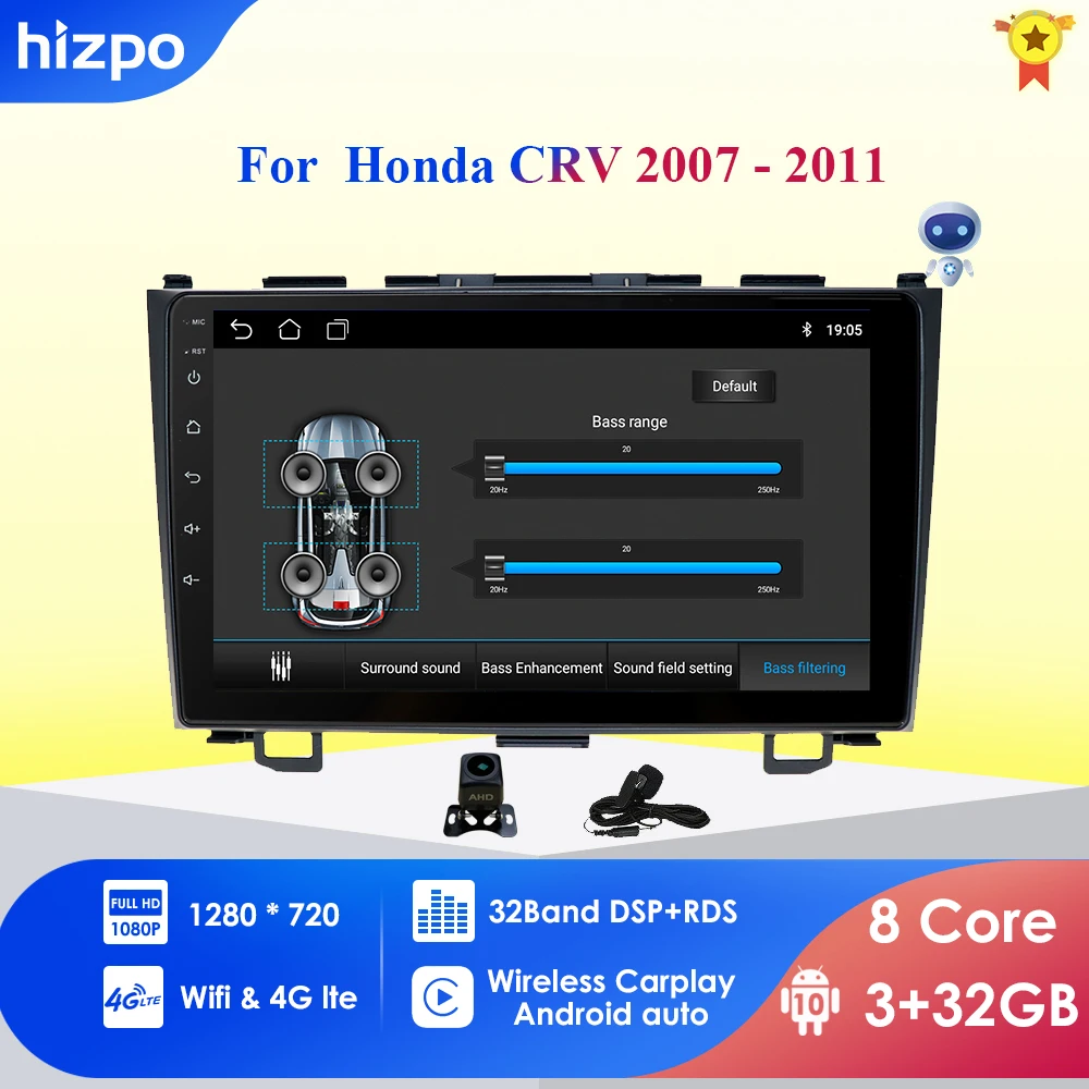 

2 ГБ + 32 ГБ RDS для Honda CRV CR-V 3 RE 2006 2007 2008 2010 2012 Автомагнитола мультимедийный видеоплеер навигация GPS Android 10 No 2din