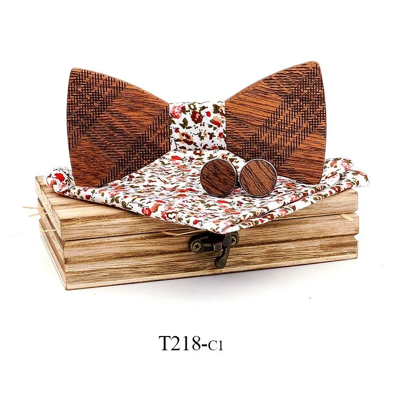 

Striped Plaid Wooden Bow Tie Bow Tie Wooden Handmade Bow Tie Men's Wooden Bow Tie Cufflinks Square Scarf Set fake collar