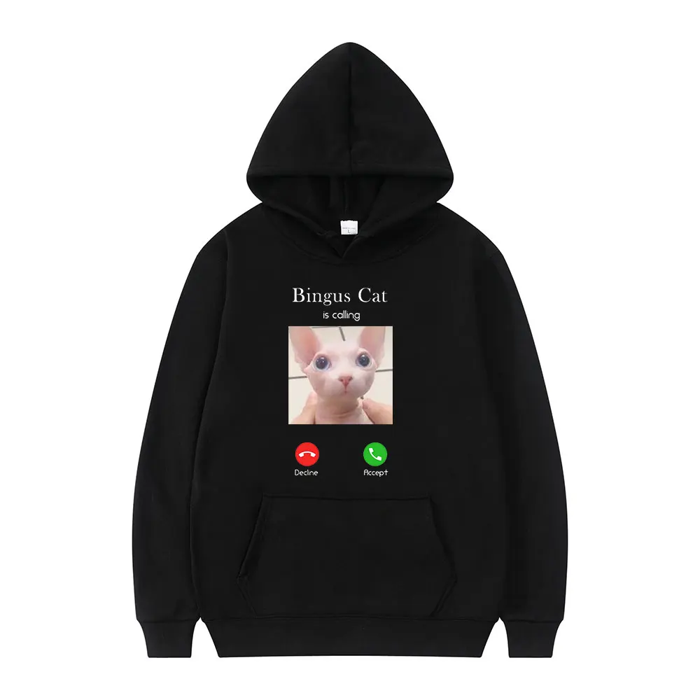 

Bingus Cat Is Calling Memes 2021New Fashion Cat Print Winter Long Sleeve Thick Loose Couples Sport Casual Hoodie Oversized