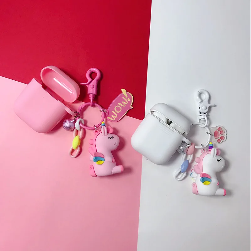 Мультяшный брелок для Apple AirPods 1 чехол милый единорог куклы брелоки силиконовый