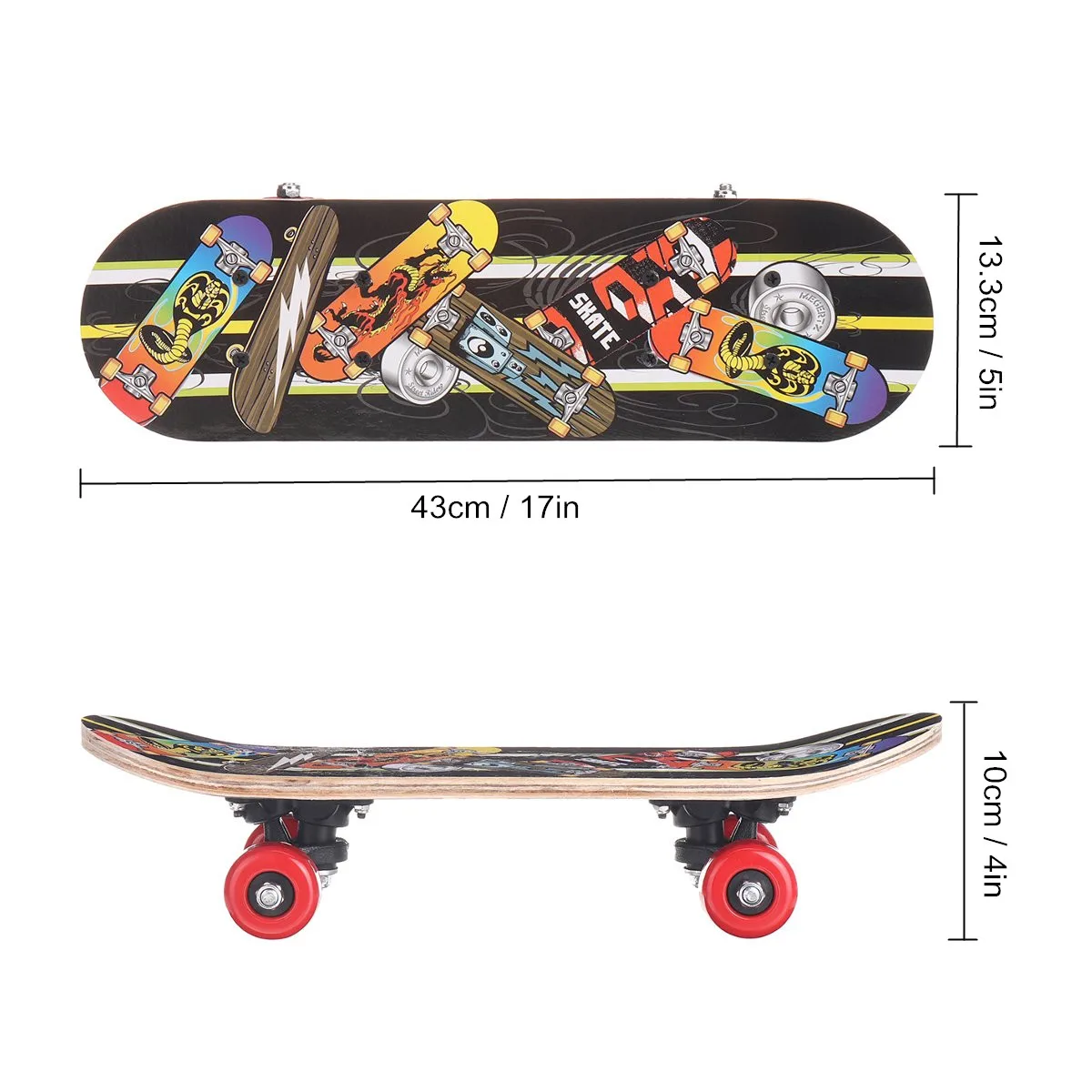 

17 Inch Double Rocker Children Kids Skateboard Teenagers Beginnner Four-wheel Wooden Fashion Skate Board