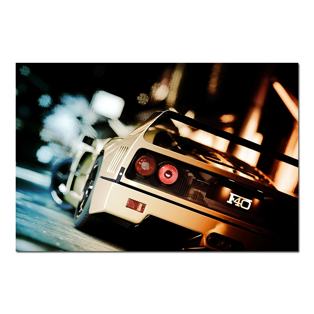 

F40 Classic Supercar Poster Canvas Paintings for Living Room HD Printed Wall Art Vehicle Pictures Home Decoration