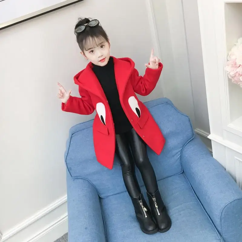 2019 Детское пальто для девочек зимнее Новое модное шерстяное подростков осенняя