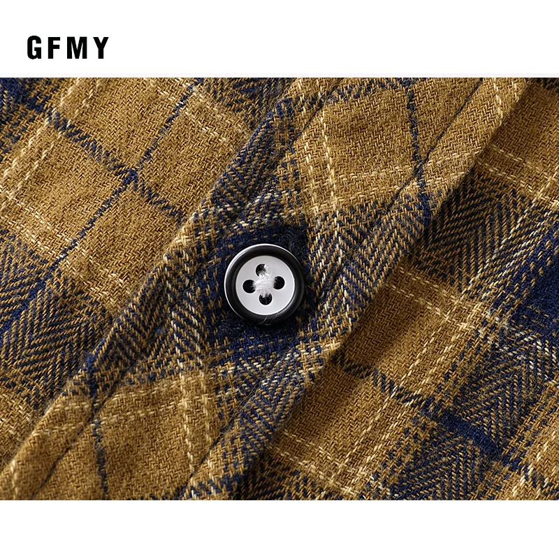 

GFMY 2020 spring 100% Cotton Full Sleeve Fashion Khaki Yellow kids Plaid Shirt 3T-14T Casual Big Kid Clothes 9008
