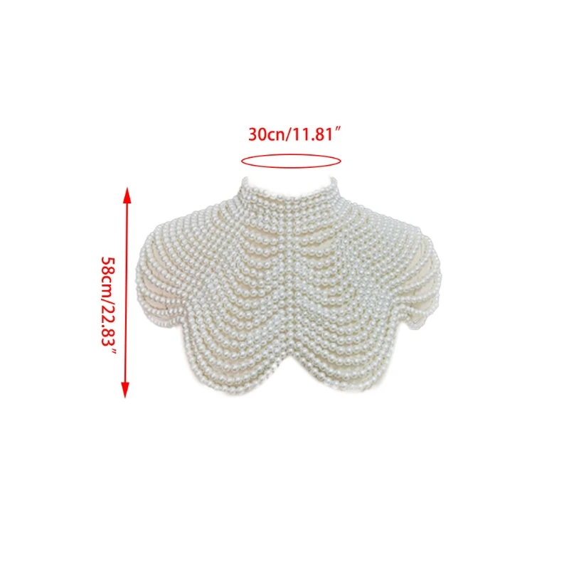 

Women Imitation Pearl Beaded Bib Choker Necklace Body Chain Shawl Collar Jewelry Female Party Luxurious Decorative Costume M6CD