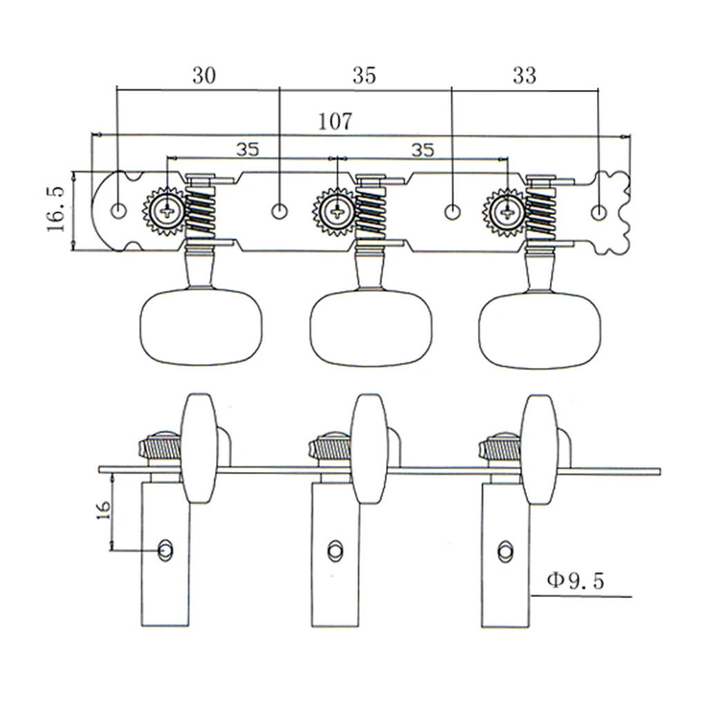 2 шт. 3R3L Гитарные тюнеры с кремовой кнопкой для классической гитары|Детали и