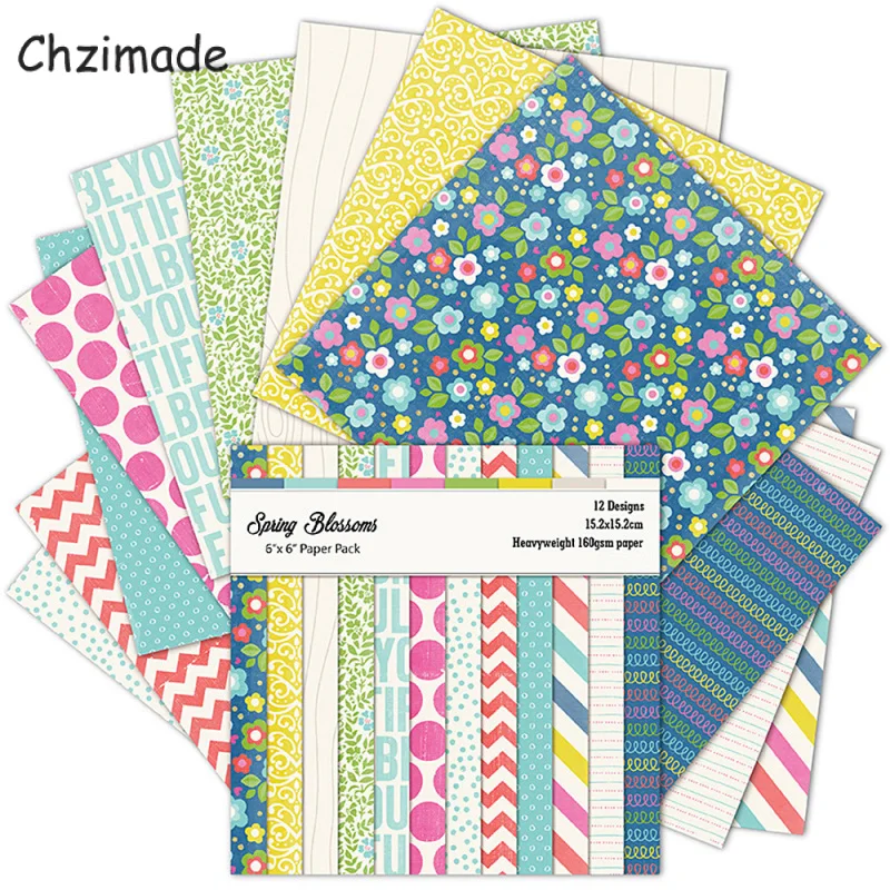 

Chzimade 12 шт цветок с принтом букв Скрапбукинг Бумага пакет для изготовления открыток ручной работы фон декоративные бумажные для поделок Бум...