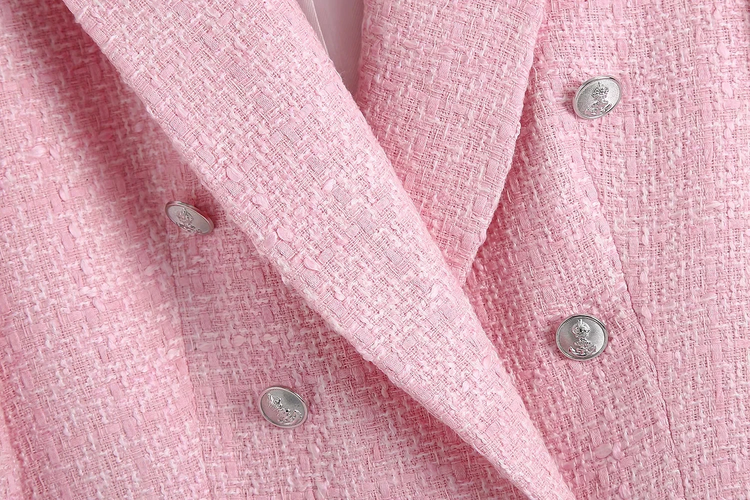 

ZA 2021 office Double Breasted Tweed blazer women Long Sleeve jacket for women sring winter suit jacket veste