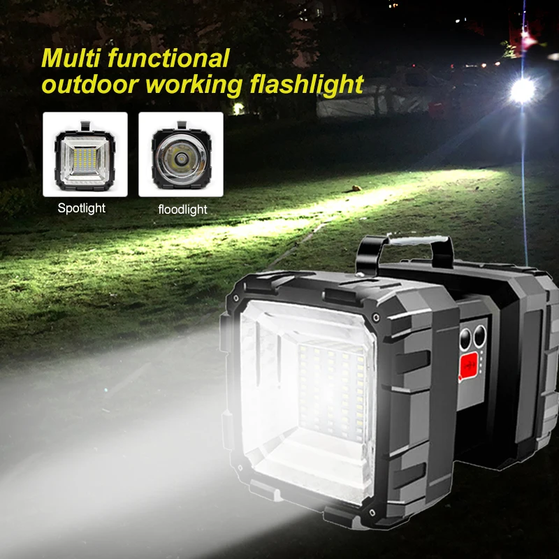 

150000LM LED Searchlight Double Head Flashlight USB Rechargeable Lantern Outdoor Emergency Work Light