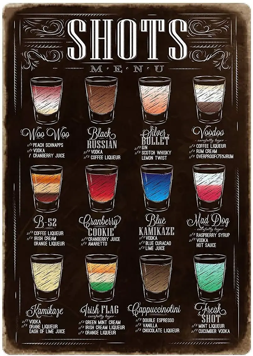 

Long Tin Sign Shots Iron Painting Retro Plaque Interesting Coffee Sign Tin Paintings on The Wall Tin Biao of Retro Art 12"