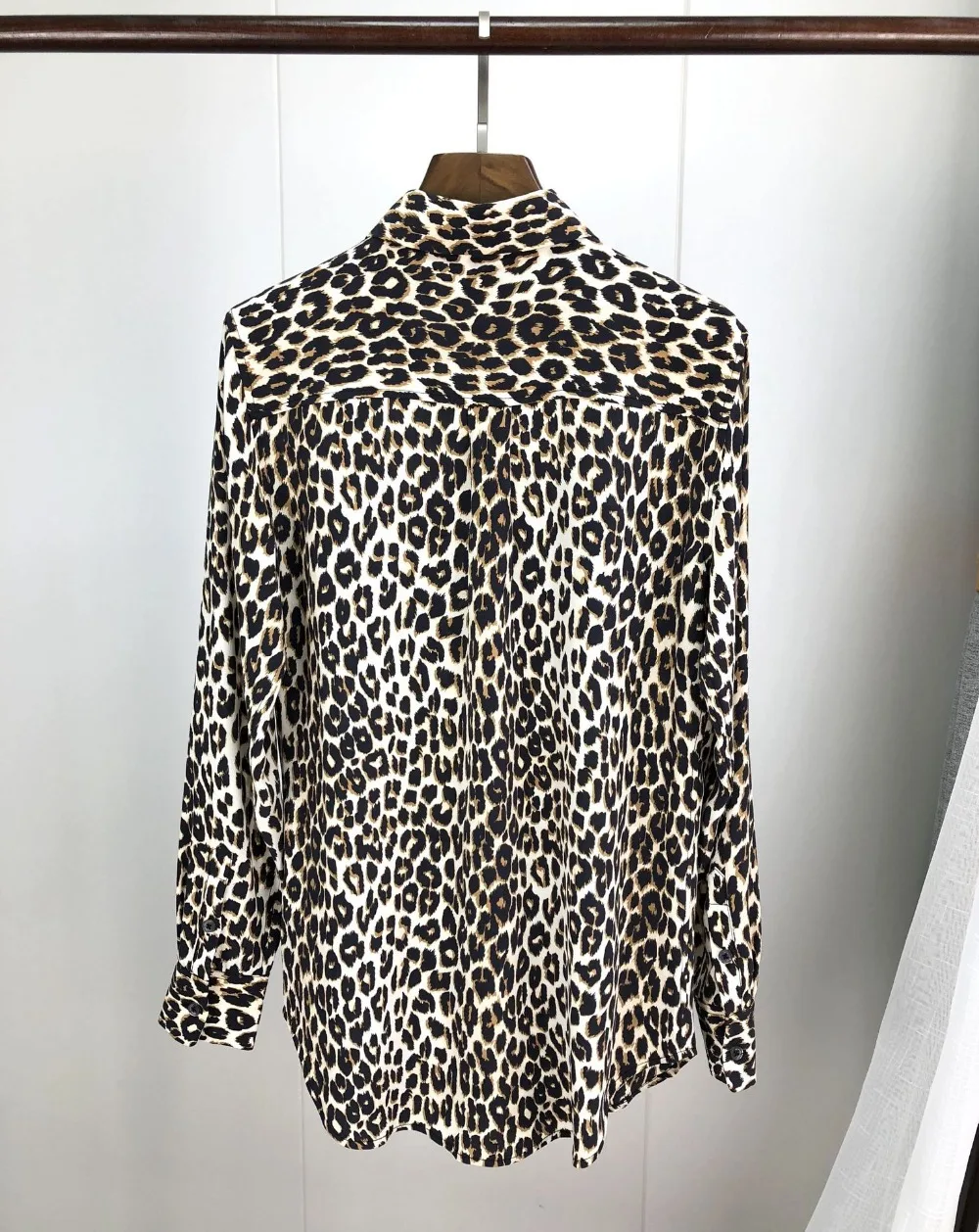 Весенняя женская шелковая рубашка Ne с леопардовым принтом блузка длинным