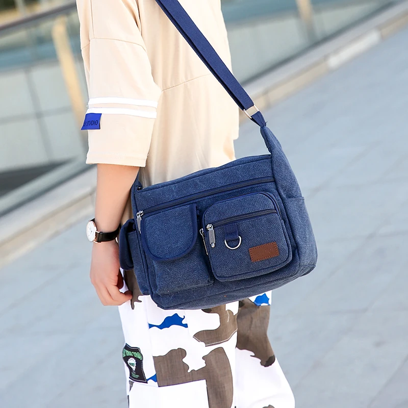 

AOTTLA Men's Shoulder Bag Crossbody Bags Casual Canvas Bag For Men Pure Color High Quality Travel Messenger Bag Business Man Bag