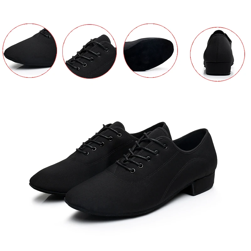 Men Modern Dance Shoes Boys Canvas Latin/Tango/Ballroom Shoes Rubber/Soft Sole Low Heels Man Dancing Shoes Black Professional