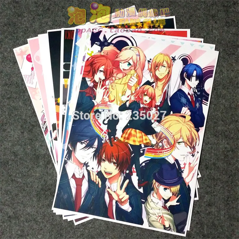 

8 pcs/set Anime Uta no Prince-sama poster Nanami Haruka Ittoki Otoya wall pictures room sticker toys A3 cartoon posters