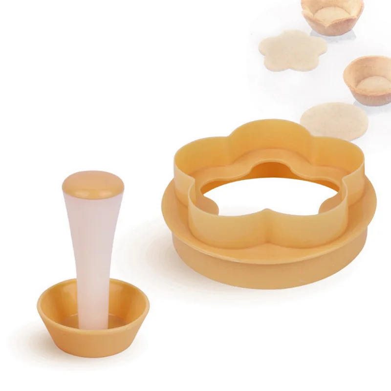 

Plastic Pastry Tamper Tart Shell Molds Tart Cutter Flower/Round Dough Cookie Cutter Set Cupcake Muffin Mold