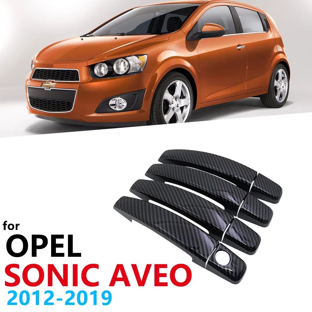 Глянцевая черная накладка на дверные ручки из углеродного волокна для Opel Chevrolet