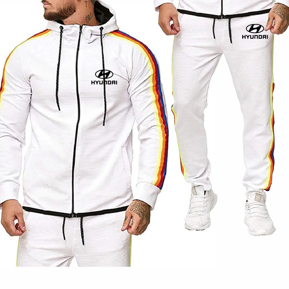 

2021 Fashion New Spring Autumn Men's Hoodie Hyundai Motor Car logo printing cotton Men's sweatshirt + sweatpan Suit 2pcs