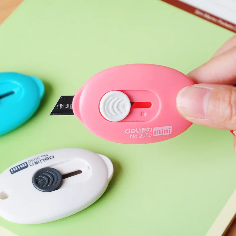 Симпатичный однотонный мини портативный универсальный нож резак для бумаги