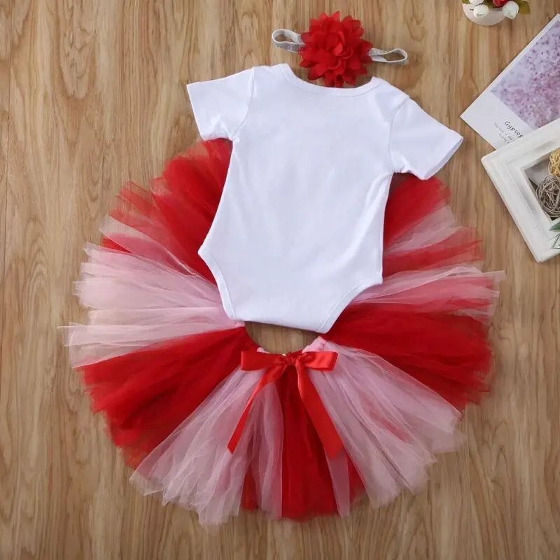 Мой первый день Святого Валентина комплекты одежды для маленьких девочек 0 18