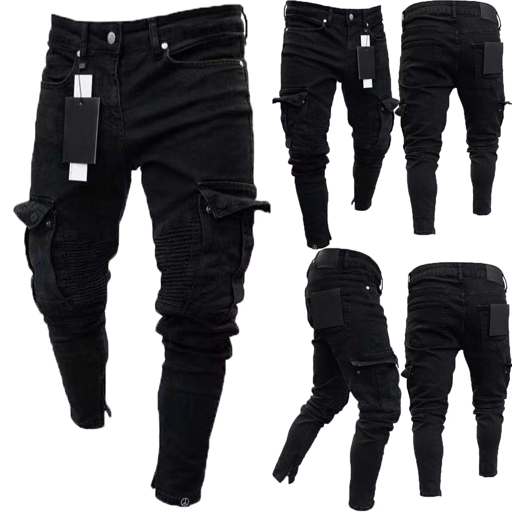 

Long Pencil Pants Rig Hole Jeans Slim Spring Hole Men's Fashion Jeans Men's Hip Hop Pants Clothing skinny jeans men