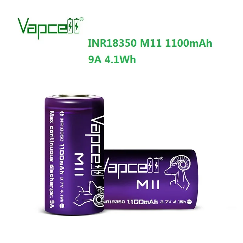 Бесплатная доставка Vapcell фиолетовый новая версия 18350 M11 1100mah 9a mooch/HKJ тест 3 7 V