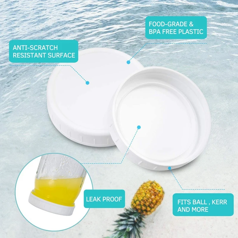 Акция! 16 наборов крышек для широко горловых банок из пластика для хранения консервов с антипротивоударным и противоцарапающим покрытием.