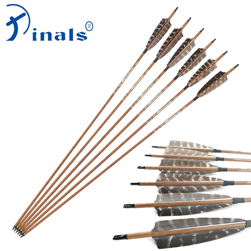 

Pinals Archery Carbon Arrows Spine 400 500 600 ID6.2mm Wooden Skin Shafts Natural Feathers Compound Recurve Bow Longbow Hunting