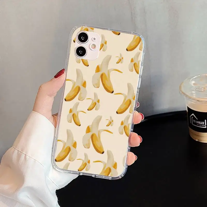 

Interesting fruit banana Phone Case For iphone 5s 6 7 8 11 12 plus xsmax xr pro mini se Transparent Cover Fundas Coque