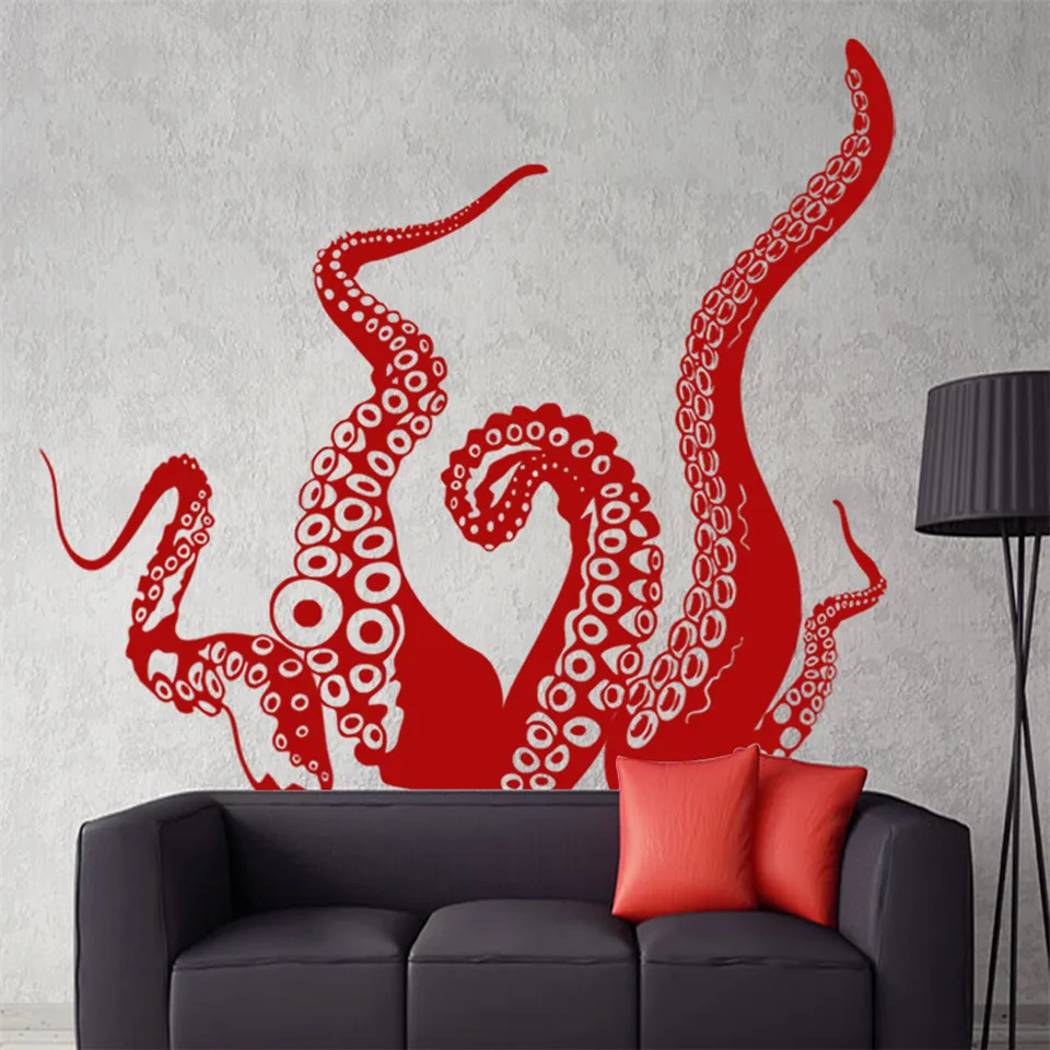 Животный принт Осьминог хвост Наклейки на стены для Гостиная двери Декор DIY клей