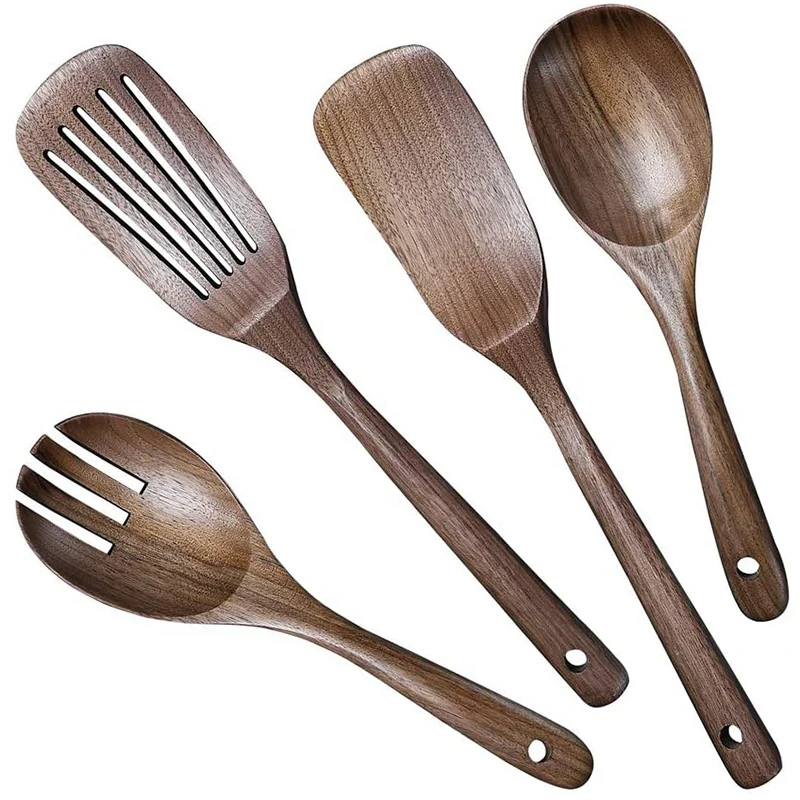 

Набор деревянной кухонной утвари, 4 шт., набор кухонной утвари, набор кухонных ложек, набор кухонных принадлежностей, набор приспособлений, а...