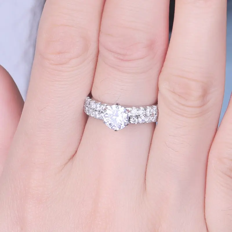 

Jazaz Luxury 925 Solid Sterling Silver Sparking Zircon Wedding Rings for women Top Quality Party jewelry Anniversary Gifts B0074