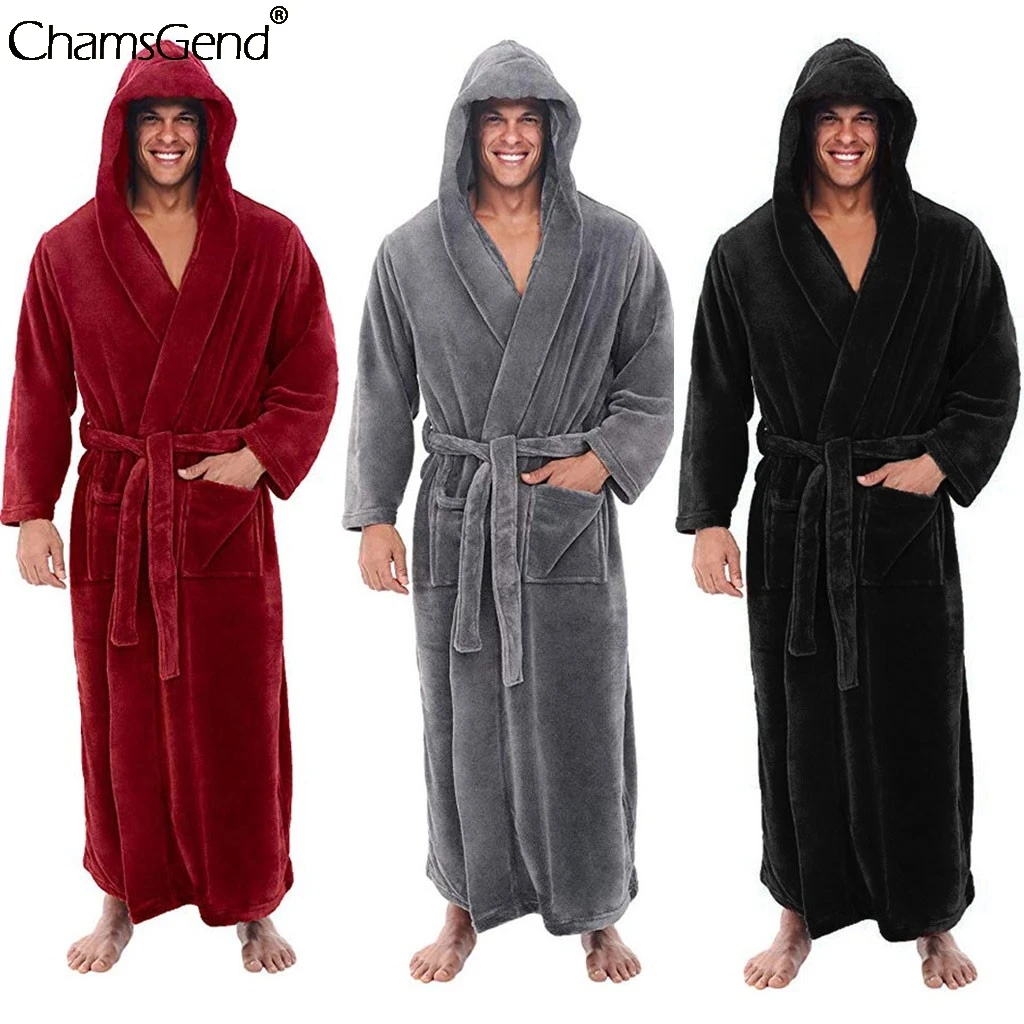 Размеры CHAMSGEND, S-5XL Домашняя одежда, халат для мужчин, зимний удлиненный плюшевый халат с шалью, мужской Халат с длинными рукавами, пальто, пижама# 4z